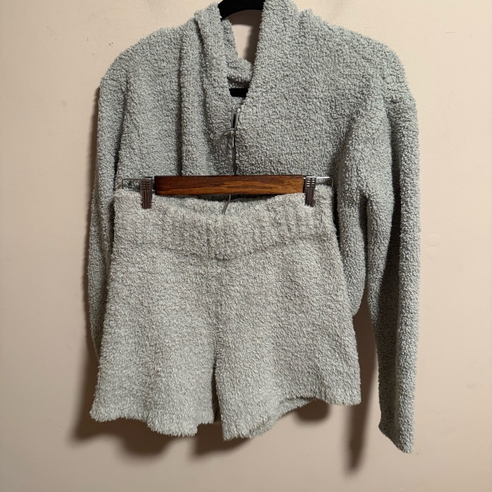 SKIMS Cozy Knit Lounge Set Shorts Crop Zip Up Hoodie- Size Small Medium